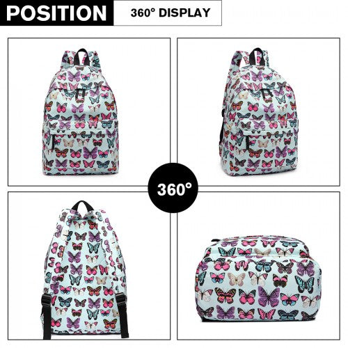 Miss Lulu Large Backpack Butterfly Blue