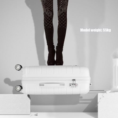 Kono 28 Inch Multi Texture Hard Shell Pp Suitcase - Classic Collection - White