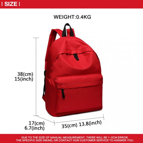 Miss Lulu Large Plain Unisex Backpack