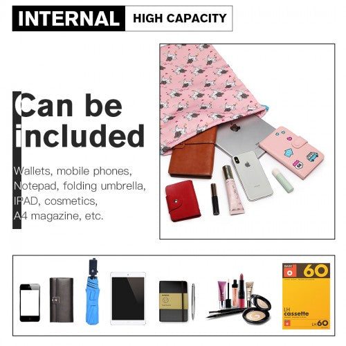 Miss Lulu Unicorn Print Drawstring Backpack - Pink