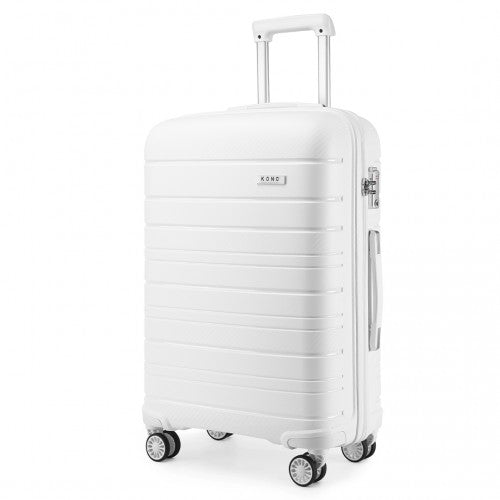 Kono 28 Inch Multi Texture Hard Shell Pp Suitcase - Classic Collection - White