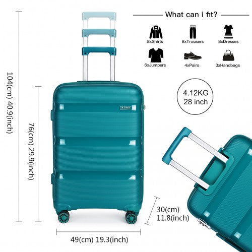 Kono 28 Inch Bright Hard Shell Pp Suitcase - Classic Collection - Blue/Green