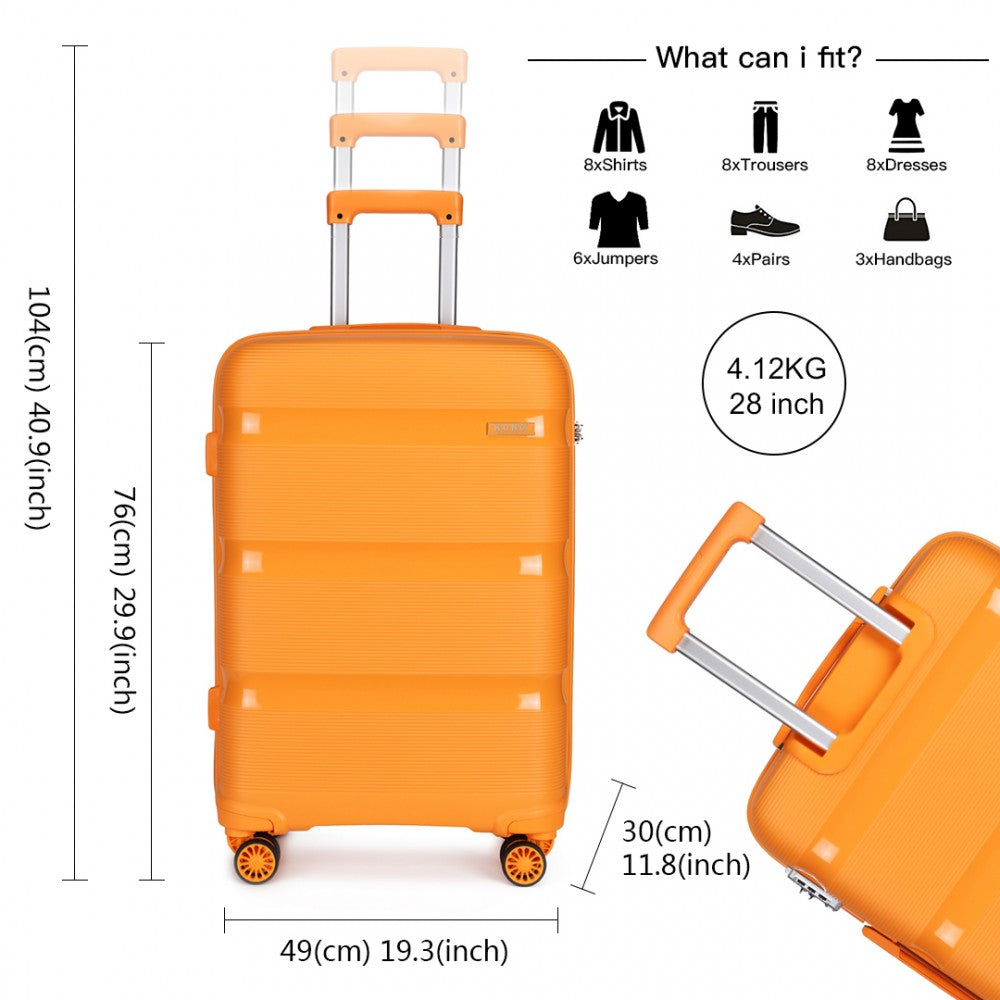 Kono 28 Inch Bright Hard Shell Pp Suitcase - Classic Collection - Orange