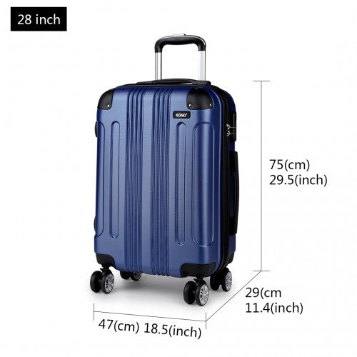 Kono 19-24-28 Inch Abs Hard Shell Suitcase 3 Pieces Set Luggage - Navy