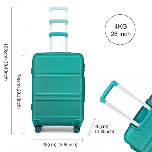 Kono ABS 28 Inch Sculpted Horizontal Design Suitcase - Blue/Green