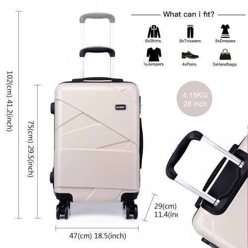 Kono 28 Inch Bandage Effect Hard Shell Suitcase - Beige