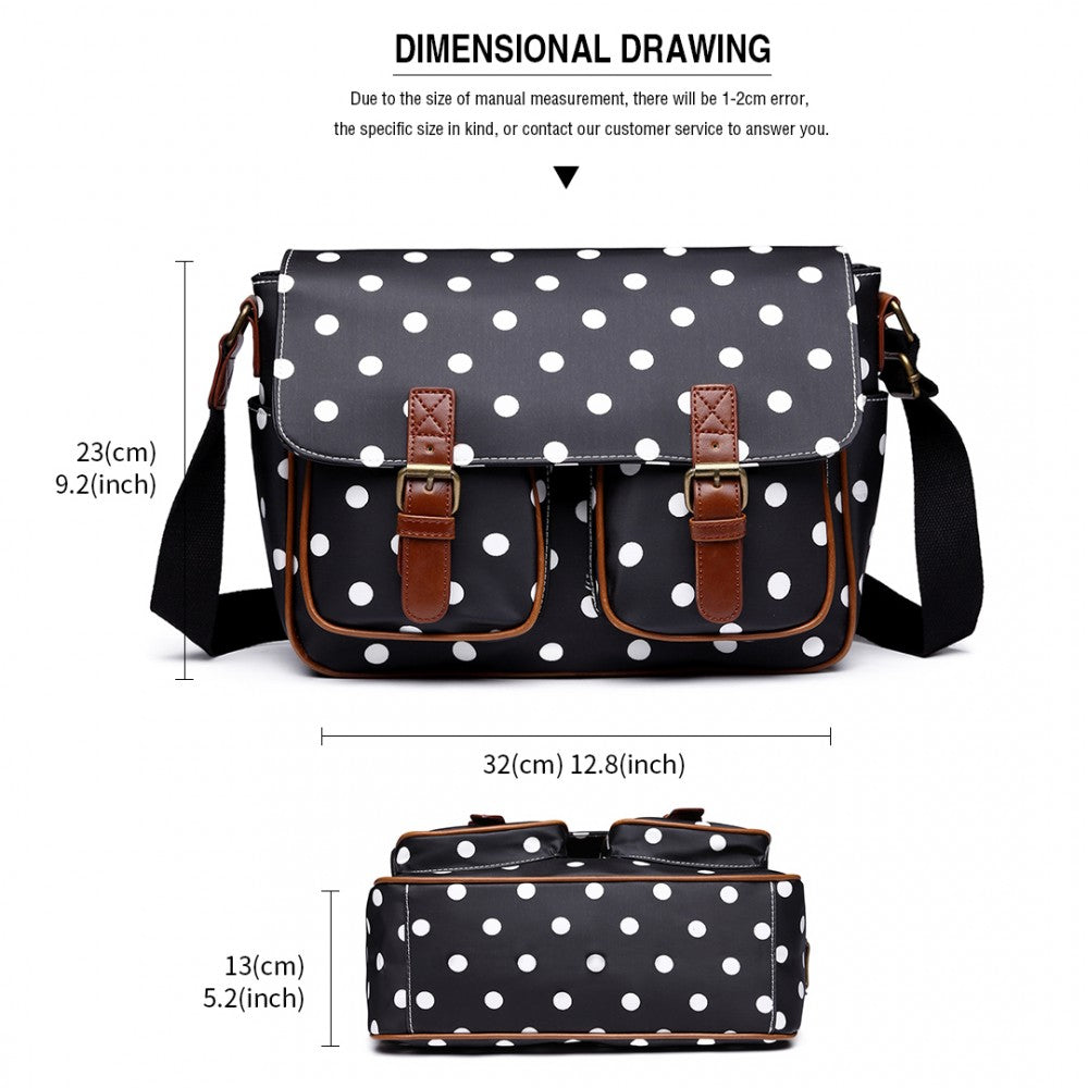 Miss Lulu Oilcloth Satchel Polka Dot Black