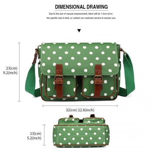 Miss Lulu Oil Cloth Satchel Polka Dot Green