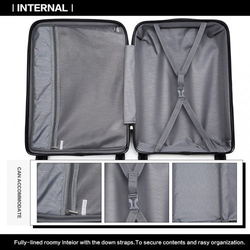 Kono 20 Inch Multi Texture Hard Shell PP Suitcase - Classic Collection - Black