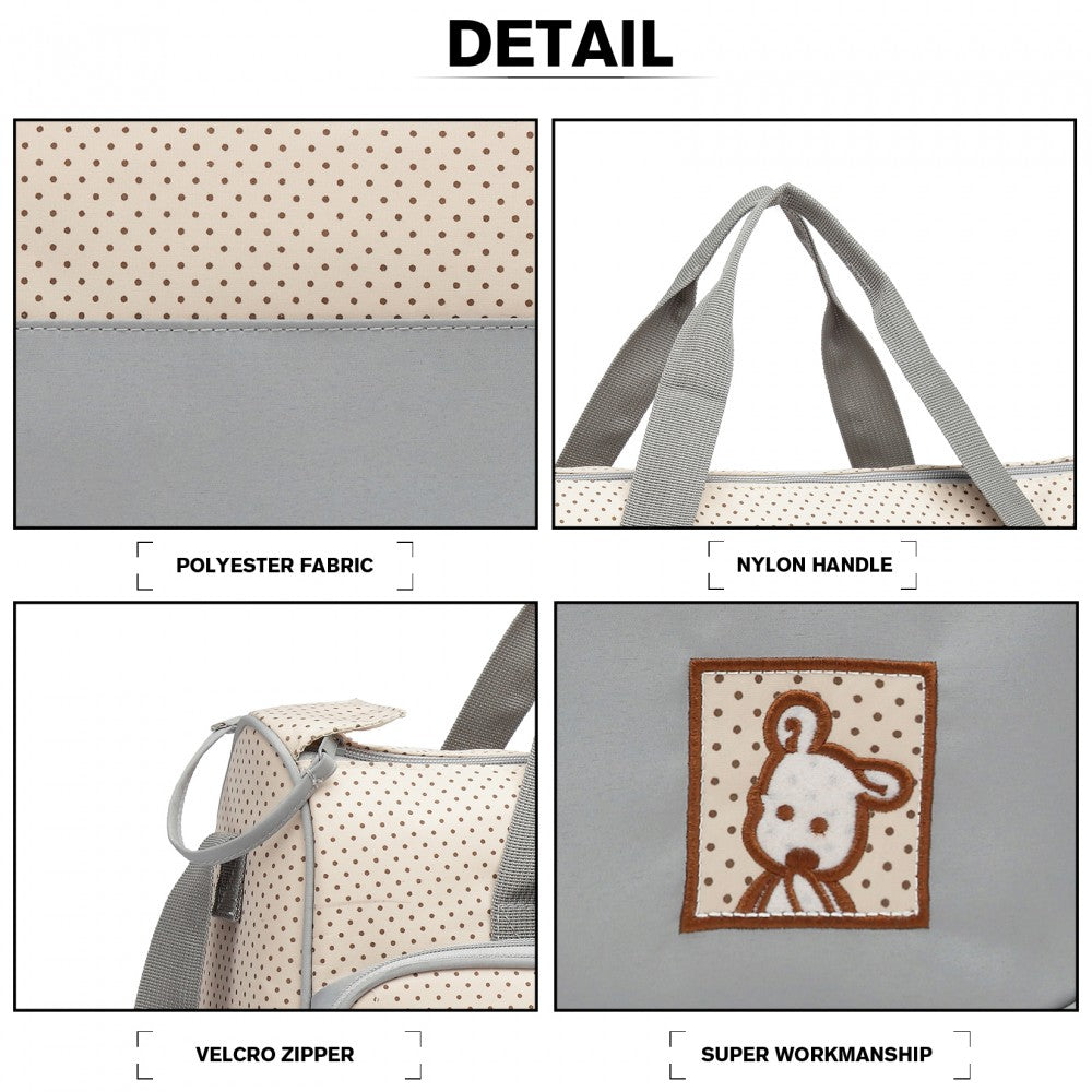 Miss Lulu Polyester 5 Pcs Set Maternity Baby Changing Bag Dot - Light Grey