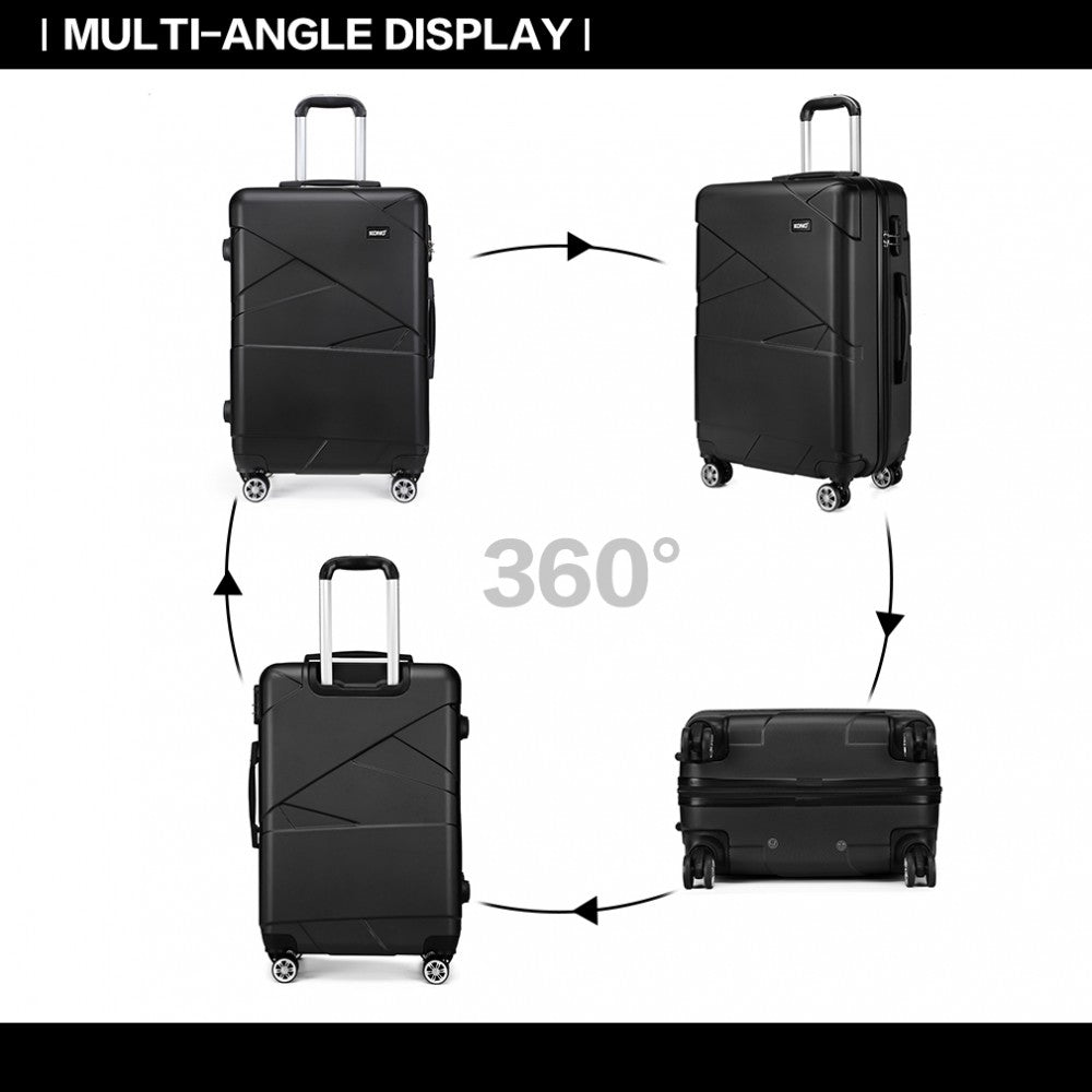 Kono 20 Inch Bandage Effect Hard Shell Suitcase - Black