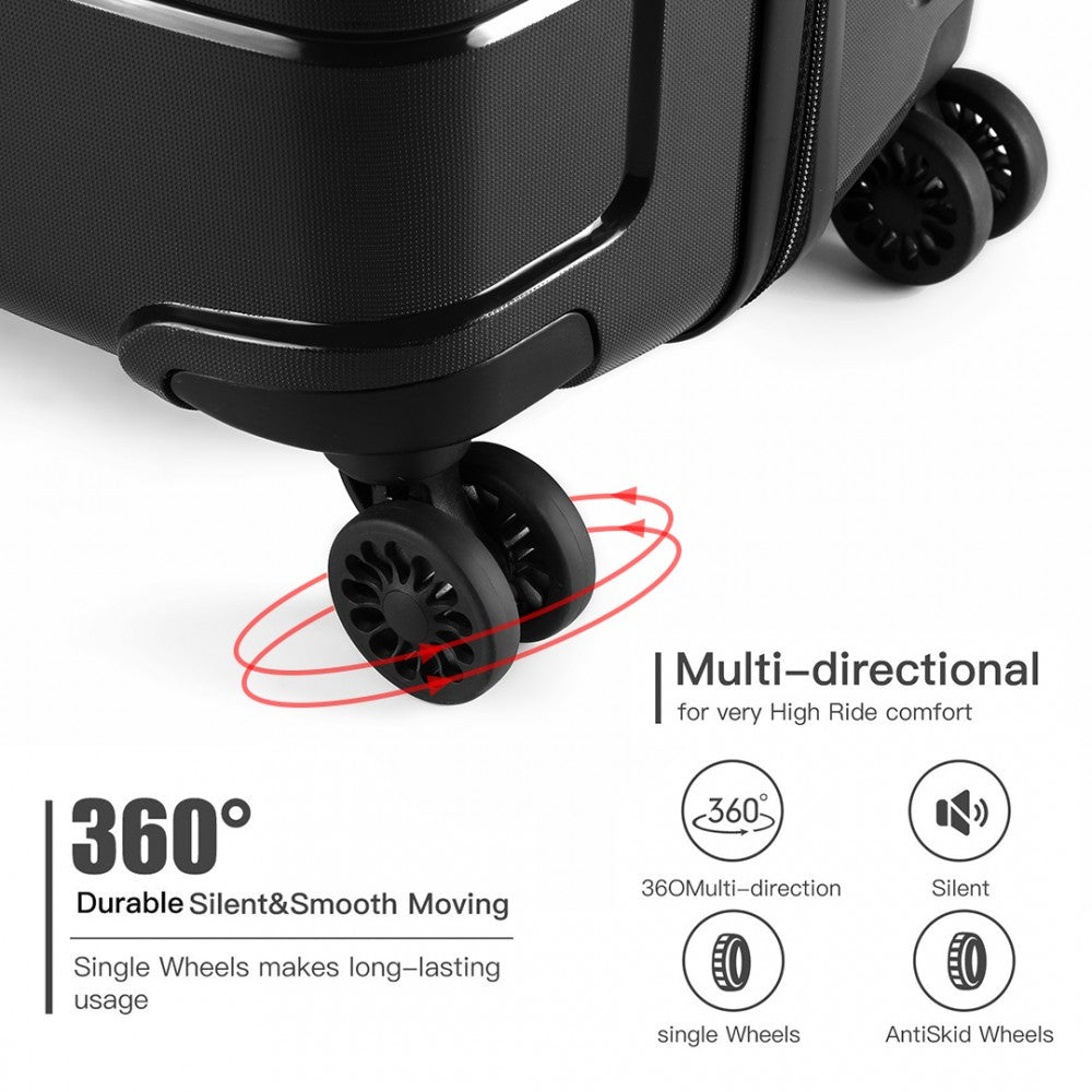 Kono 20/24/28” Hard Shell PP Suitcase Set - Black