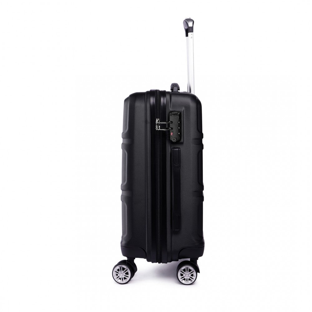 Kono Abs Sculpted Horizontal Design 24 Inch Suitcase - Black