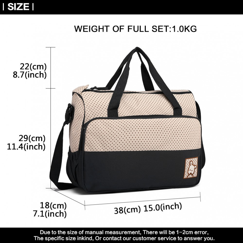 Miss Lulu Polyester 5 Pcs Set Maternity Baby Changing Bag Dot - Black