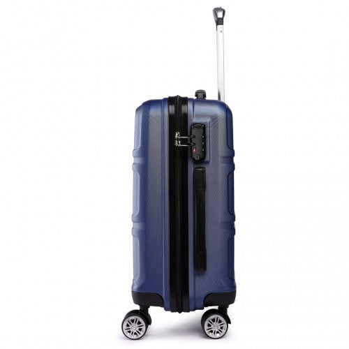 Kono Abs Sculpted Horizontal Design 24 Inch Suitcase - Navy Blue