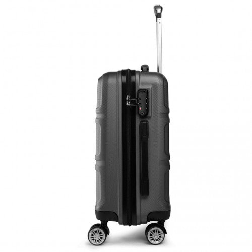 Kono ABS Sculpted Horizontal Design 24 Inch Suitcase - Grey