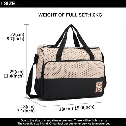 Miss Lulu Polyester 5 Pcs Set Maternity Baby Changing Bag Dot - Black