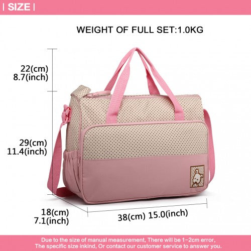 Miss Lulu Polyester 5 Pcs Set Maternity Baby Changing Bag Dot - Pink
