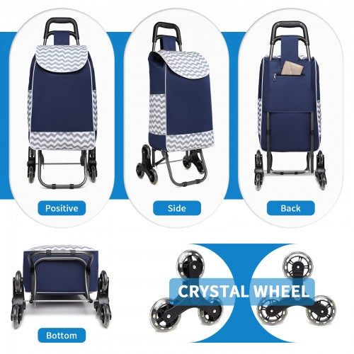 Kono 6 Wheel Push Shopping Trolley - Navy