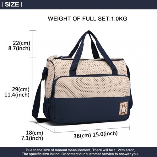 Miss Lulu Polyester 5 Pcs Set Maternity Baby Changing Bag Dot - Navy