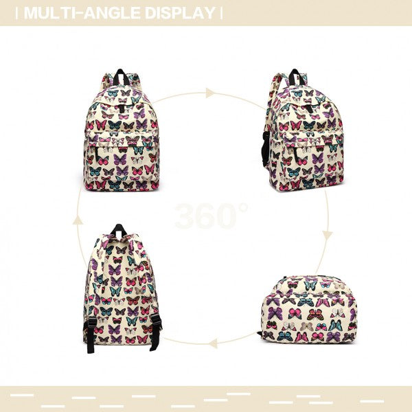 Miss Lulu Large Backpack Butterfly Beige
