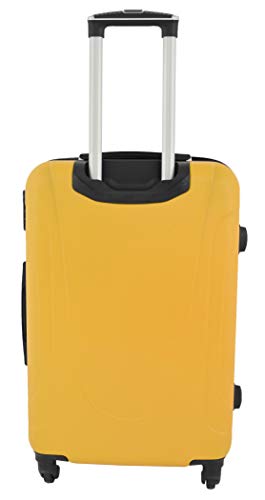 House Of Leather Medium Size Suitcase Hard Shell Four Wheel Luggage Conney Yellow