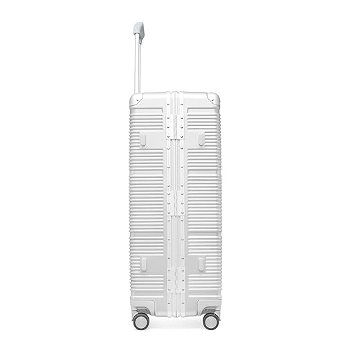 PRIMICIA GinzaTravel New Classic Aluminum Frame Fashion Bright Color Suitcase with TSA Lock No Zipper（Colorful Series）, Milky White, Checked-Large 28", New Classic Aluminum Frame Fashion Bright Color