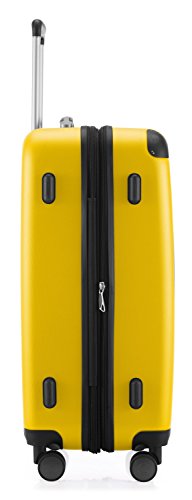 HAUPTSTADTKOFFER - Spree - Set of 3 Hard-side Luggages Glossy Suitcase Hardside Spinner Trolley Expandable (S, M & L) TSA, Yellow