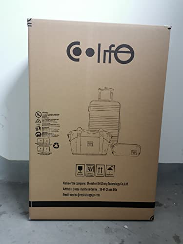 COOLIFE Suitcase Trolley Carry On Hand Cabin Luggage Set with TSA Lock, Hard Shell Lightweight Included 1pcs Travel Bag and 1pcs Toiletry Bag (White/Brown, 20 Inch)