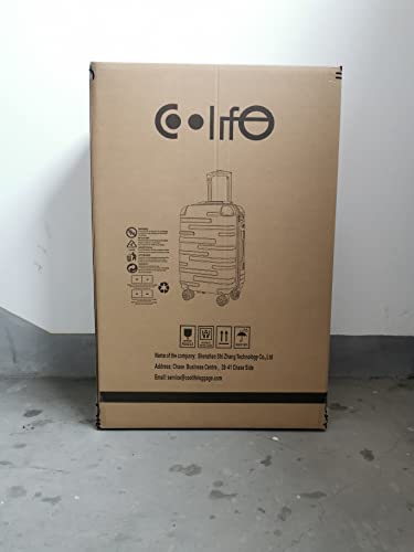 COOLIFE Hard Shell Suitcase with TSA Lock and 4 Spinner Wheels Lightweight 2 Year Warranty Durable (Navy Blue, L(77cm 93L))