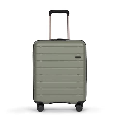 Antler Stamford Suitcase - Size Cabin, Khaki | Green 43L, Spinner Luggage with 4 Hinomoto Wheels, Removable Packing Divider | USB Port & TSA Lock | Super Lightweight, Matte, Hard Shell Case for Travel