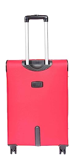 House Of Leather Medium Size Soft Suitcase 8 Wheel Spinner Expandable Luggage Travel Holiday Bags Malaga Red (Red, Medium: H: 67 x L: 43 x E: 26/5 cm, 3.6kg)