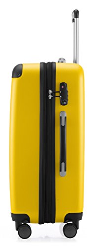 HAUPTSTADTKOFFER - Spree - Set of 3 Hard-side Luggages Glossy Suitcase Hardside Spinner Trolley Expandable (S, M & L) TSA, Yellow