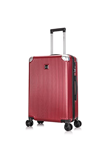 ATX Luggage Medium Suitcase Super Lightweight Durable ABS Hard Shell Suitcase with 4 Dual Spinner Wheels and Built-in TSA Lock (Cherry Red, 24 Inches, 65 Liter)