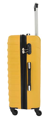 House Of Leather Medium Size Suitcase Hard Shell Four Wheel Luggage Conney Yellow