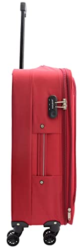 House Of Leather Medium Size Suitcase Four Wheel Expandable Luggage Cosmic Red