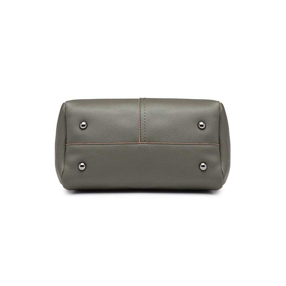 Miss Lulu Leather Look 2 In 1 Bucket Handbag - Green