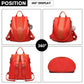 Miss Lulu Two Way Backpack Shoulder Bag With Pom Pom Pendant - Orange