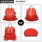 Miss Lulu Two Way Backpack Shoulder Bag With Pom Pom Pendant - Orange
