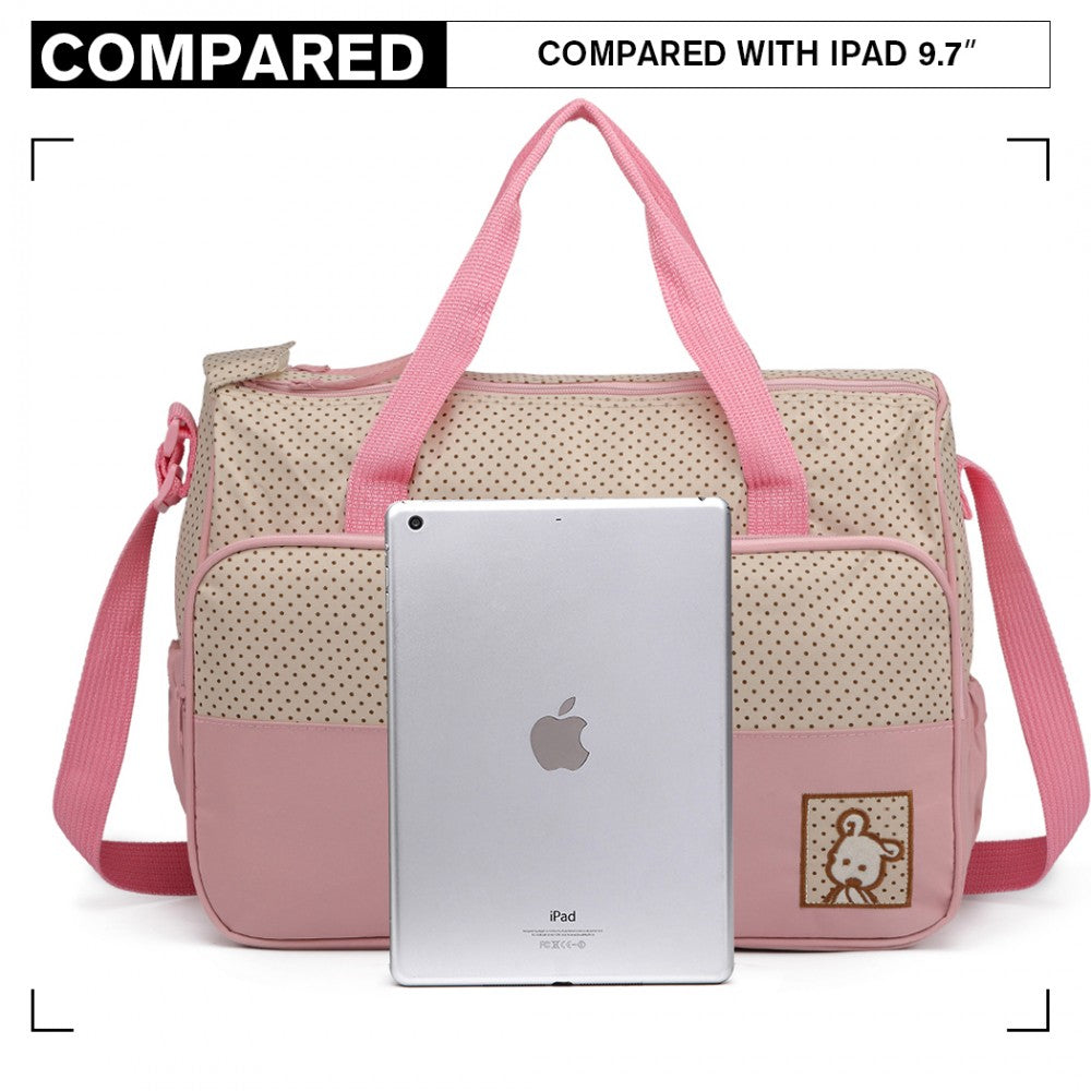 Miss Lulu Polyester 5 Pcs Set Maternity Baby Changing Bag Dot - Pink