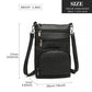Miss Lulu Multi Pocket Leather Look RFID-Blocking Cross Body Bag - Black