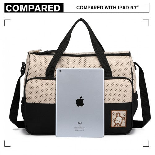 Miss Lulu Polyester 5 Pcs Set Maternity Baby Changing Bag Dot - Black