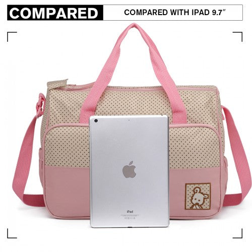 Miss Lulu Polyester 5 Pcs Set Maternity Baby Changing Bag Dot - Pink
