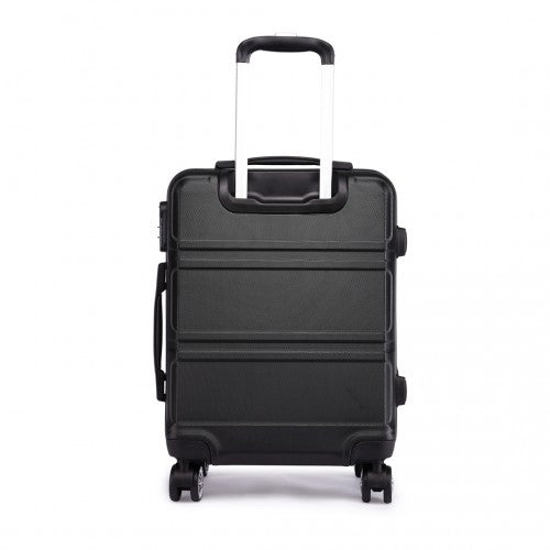 Kono Abs Sculpted Horizontal Design 24 Inch Suitcase - Black