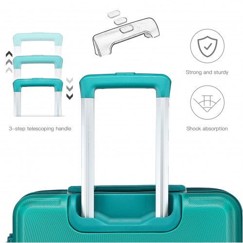 Kono Abs 4 Wheel Suitcase Set With Vanity Case - Teal