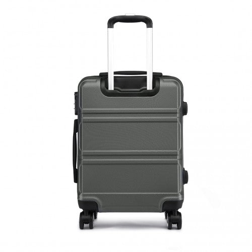 Kono ABS Sculpted Horizontal Design 24 Inch Suitcase - Grey