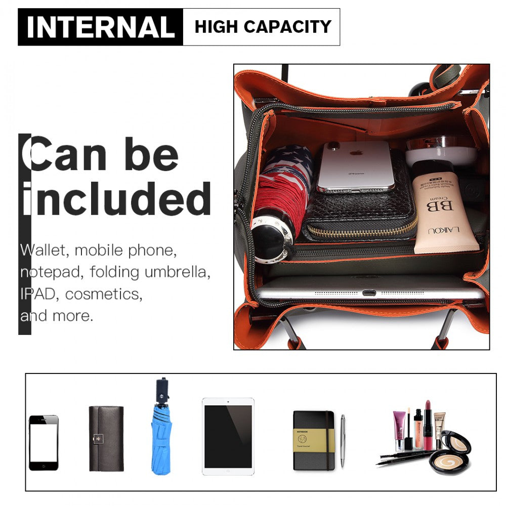 Miss Lulu Leather Look 2 In 1 Bucket Handbag - Green