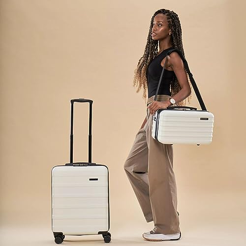 Cabin Max Anode Cabin Suitcase 55x40x20 Built in Lock, Lightweight, Hard Shell, 4 Wheels, Suitable for Ryanair, Easyjet, Jet 2 Paid Carry on (Arctic White, 55 x 40 x 20 cm)