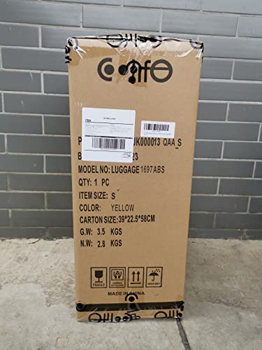 COOLIFE Suitcase Trolley Carry On Hand Cabin Luggage Hard Shell Travel Bag Lightweight with TSA Lock and 2 Year Warranty Durable 4 Spinner Wheels (Lemon Yellow, S(56cm 38L))