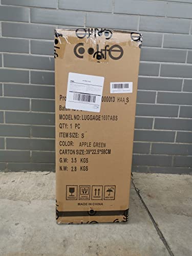 COOLIFE Suitcase Trolley Carry On Hand Cabin Luggage Hard Shell Travel Bag Lightweight with TSA Lock and 2 Year Warranty Durable 4 Spinner Wheels (Apple Green, S(56cm 38L))